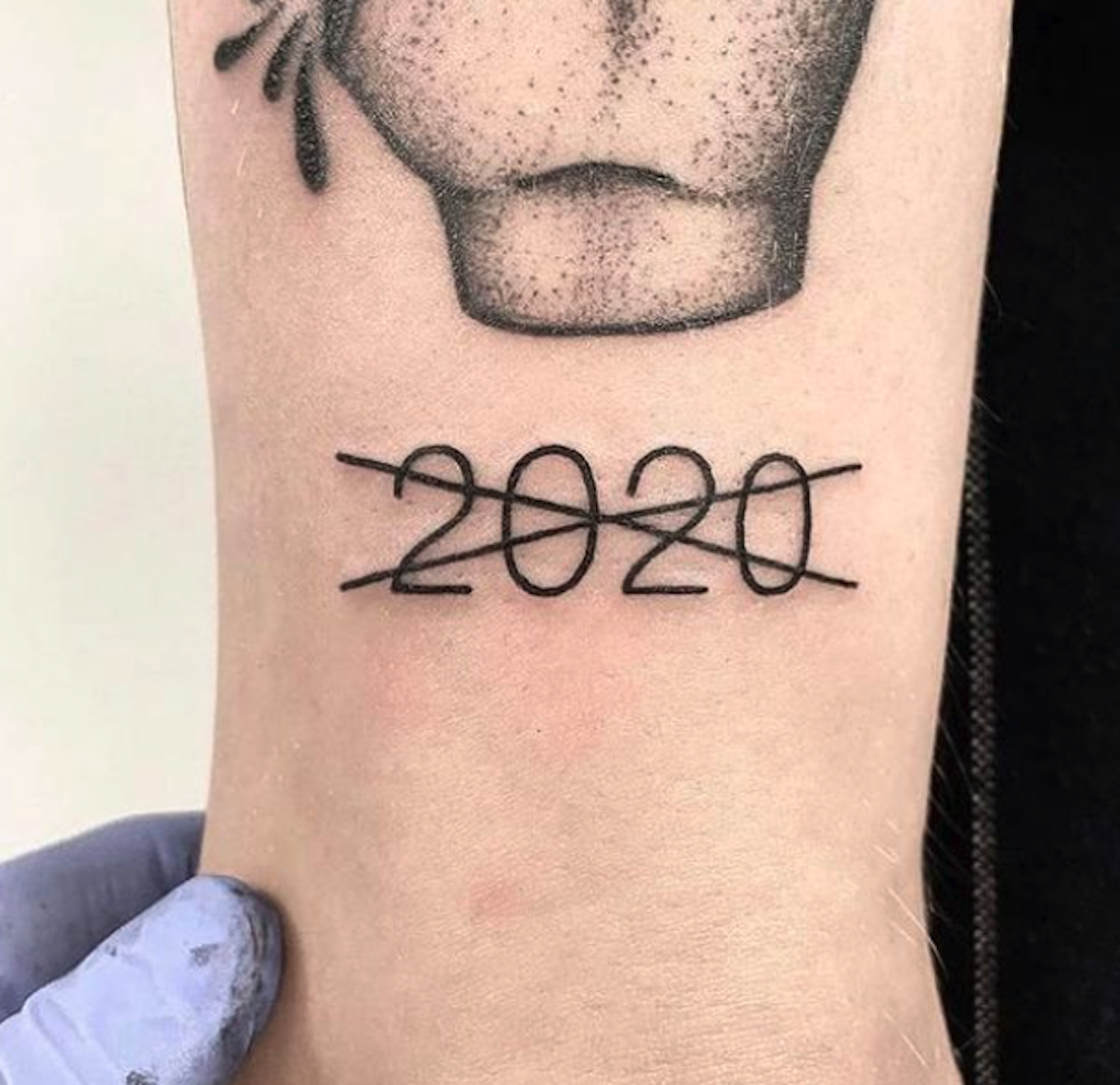 2020 commemorative tattoo done by Derrick at Paradox in Bonney Lake WA  Featuring a tag from an actual dumpster Sad Lad  rtattoos