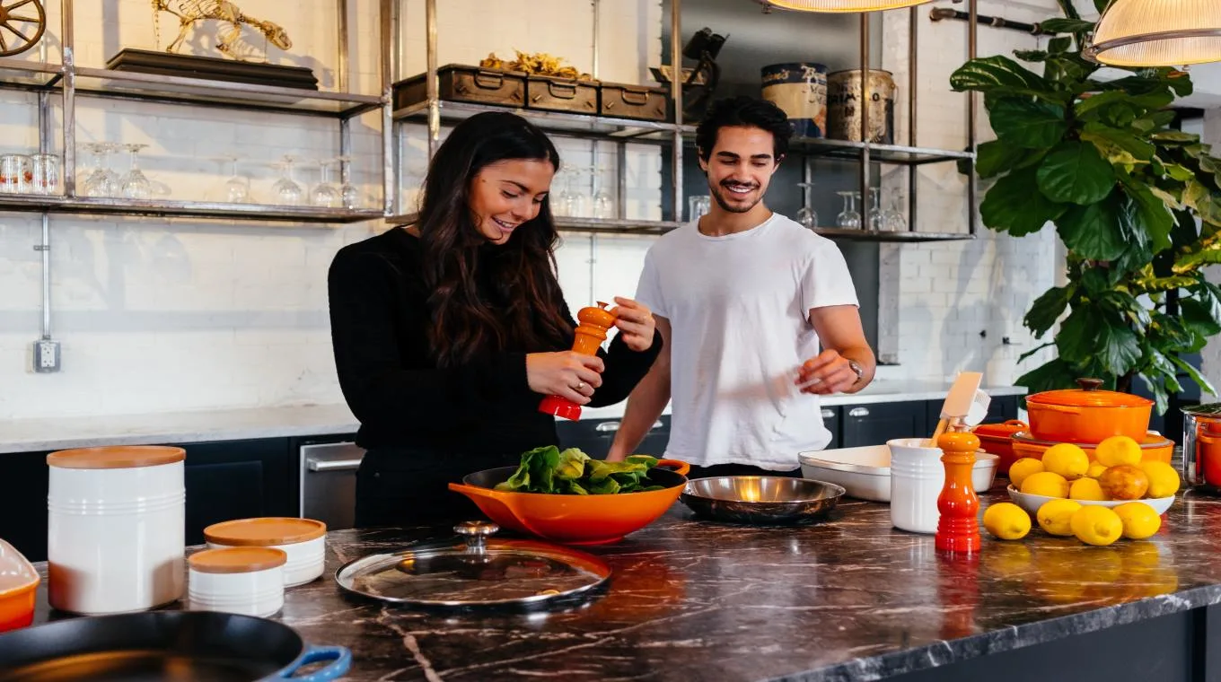 Couple cooking in the kitchen