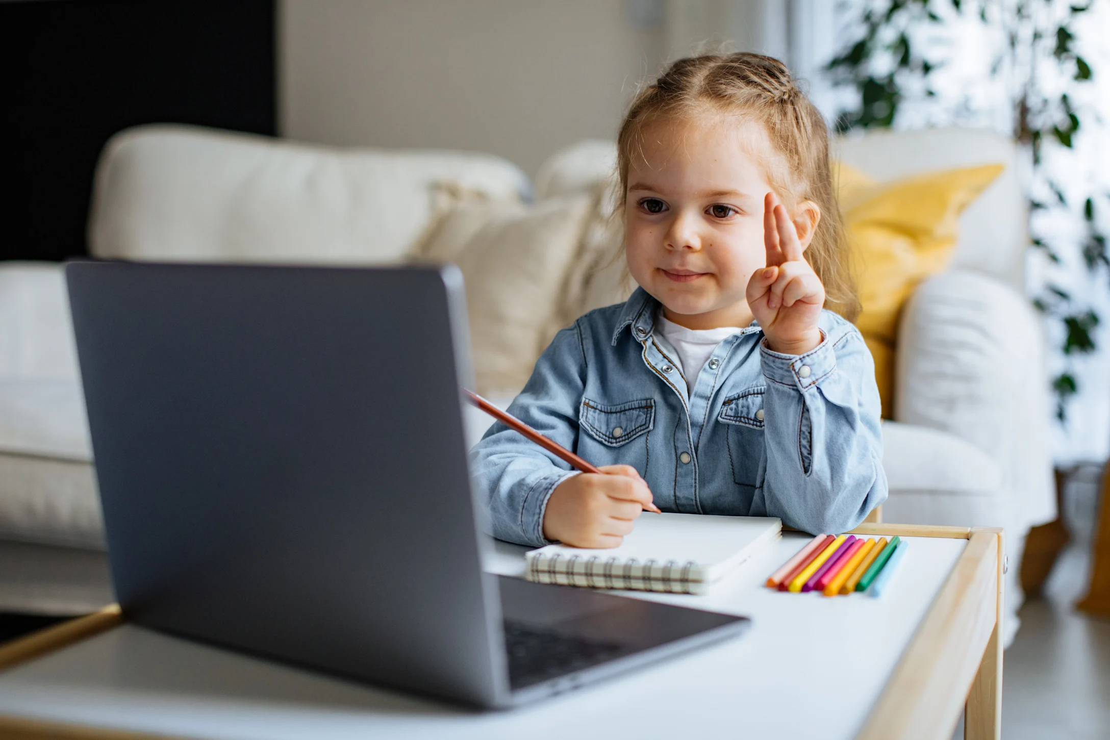 kid doing remote schooling