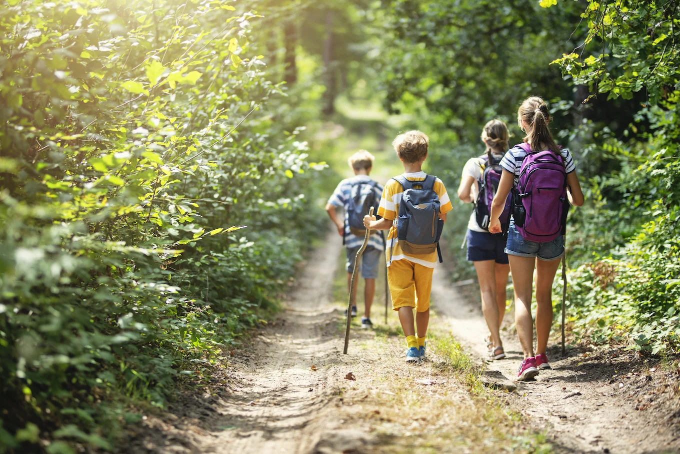 family hiking together