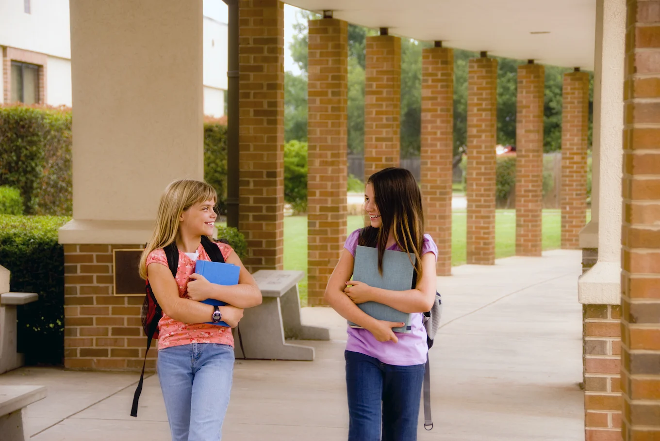 kids walking at school