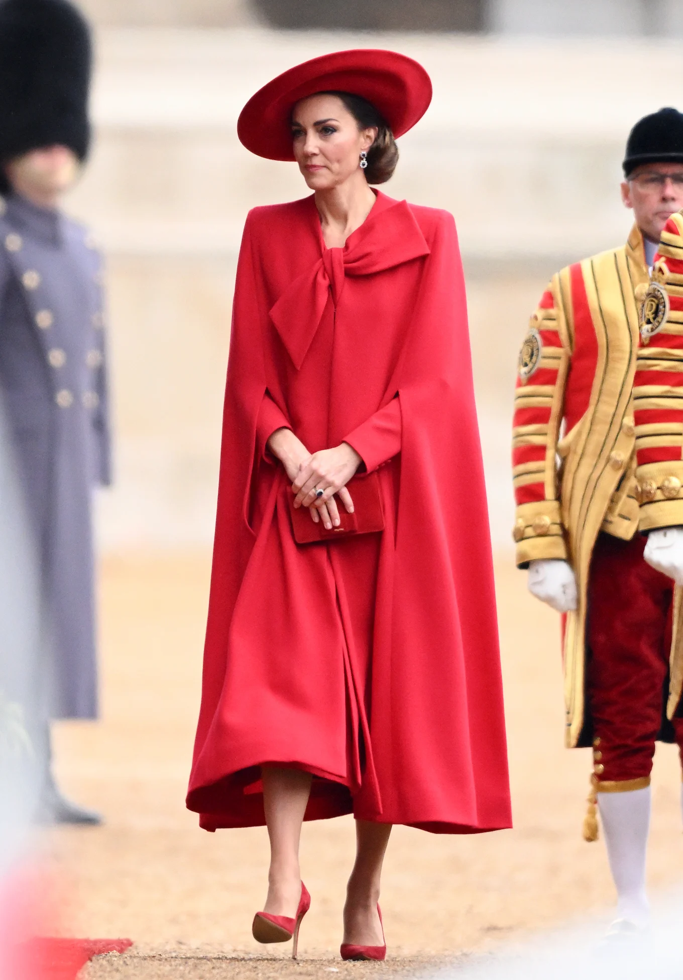 Kate Middleton red cape dress