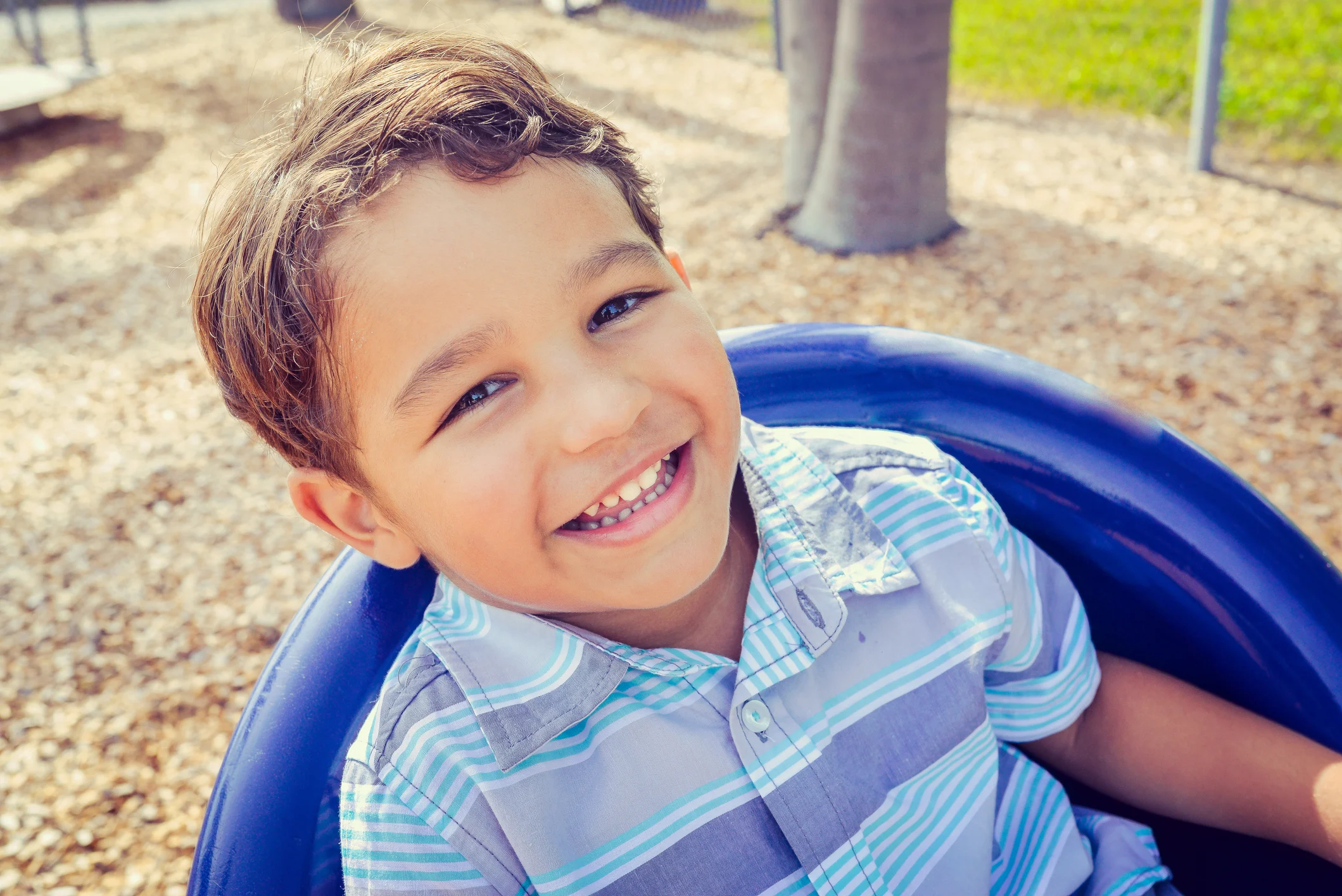 little boy on swing