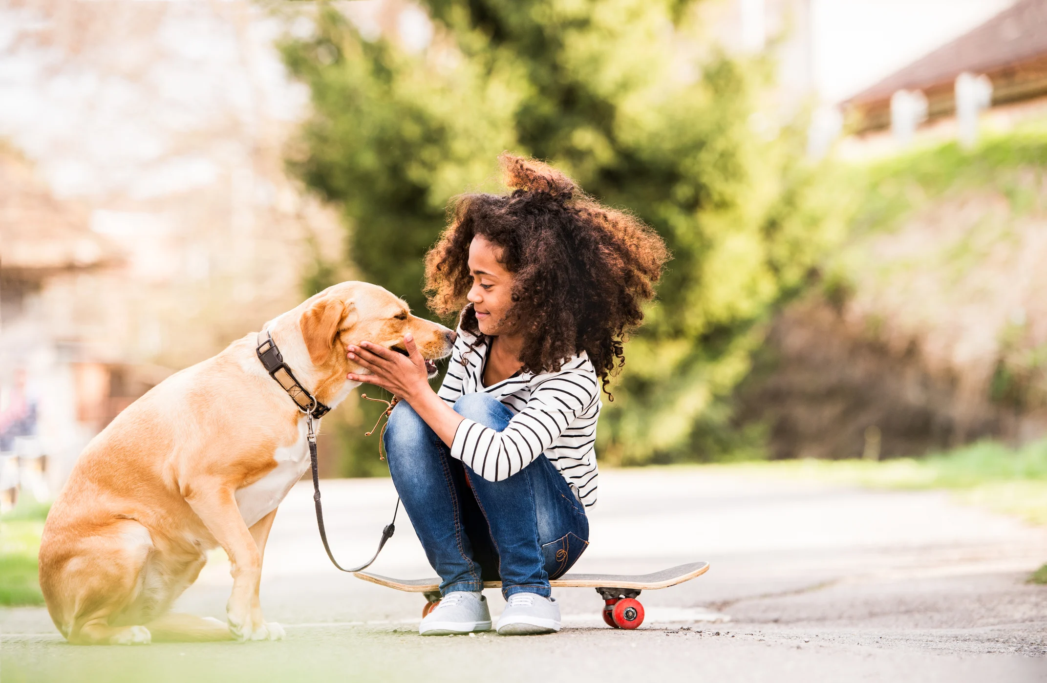 little girl with dog