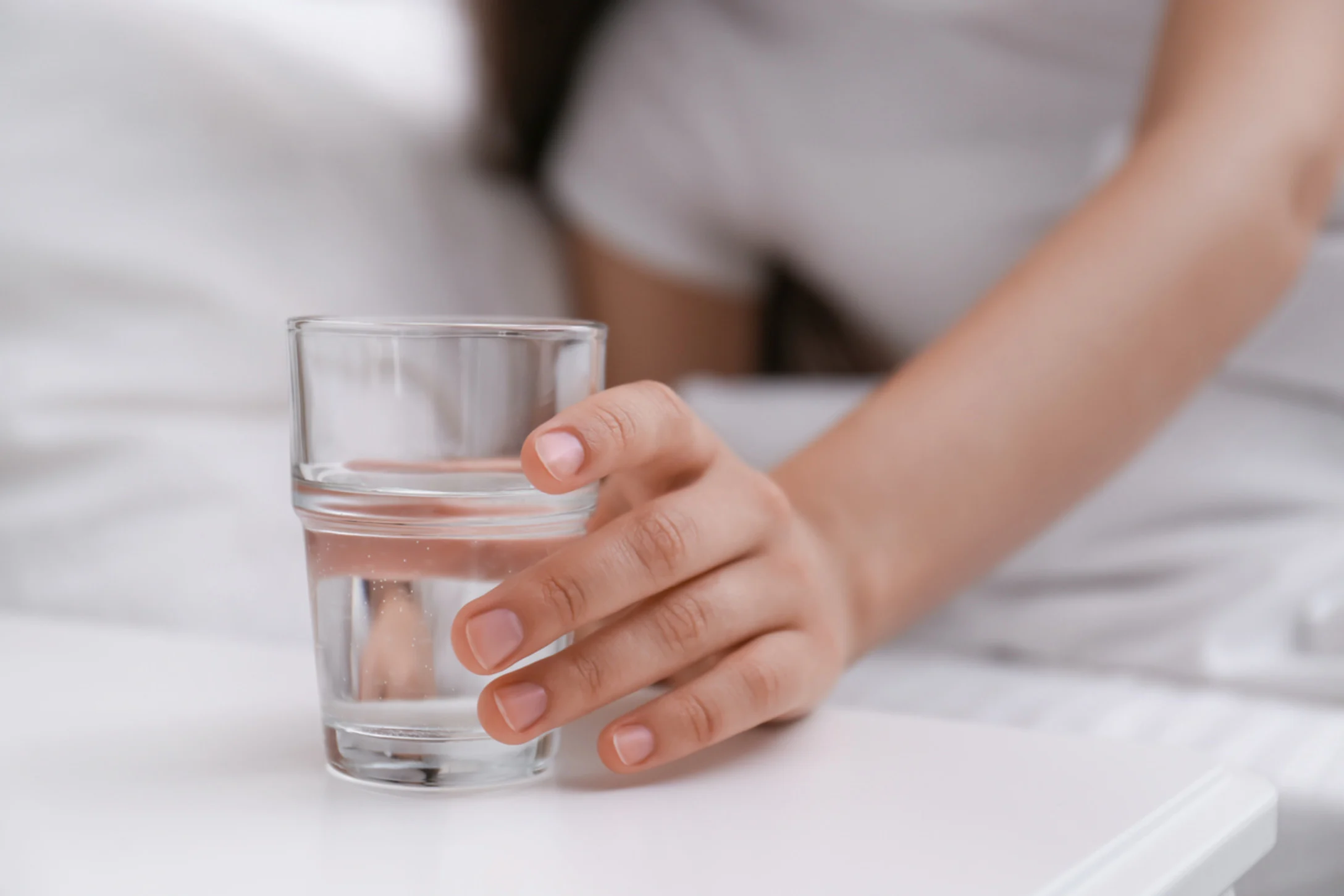 Water on nightstand