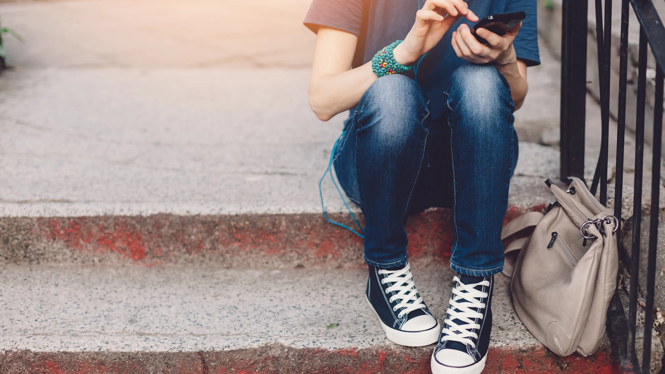 teen girl on steps