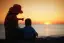 mom and son watching sun set-placeholder