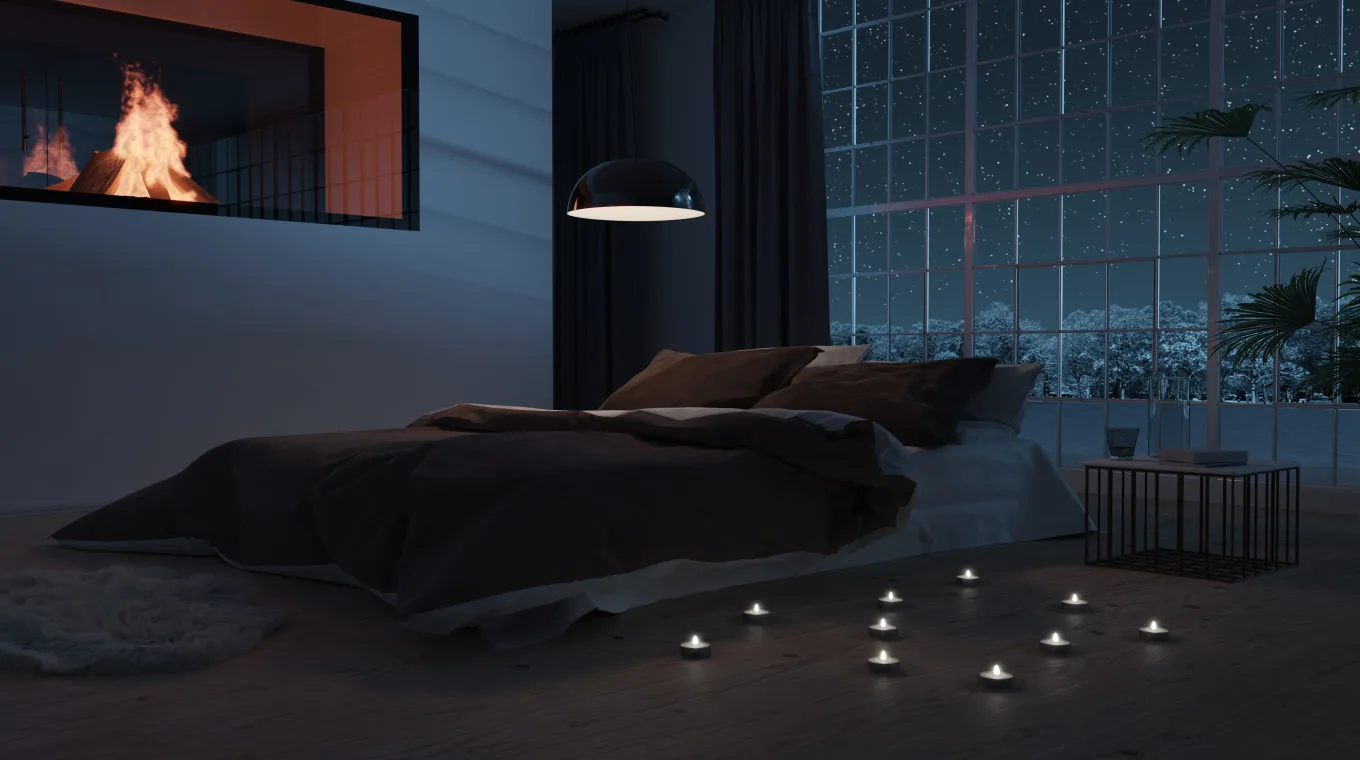 A bedroom at night