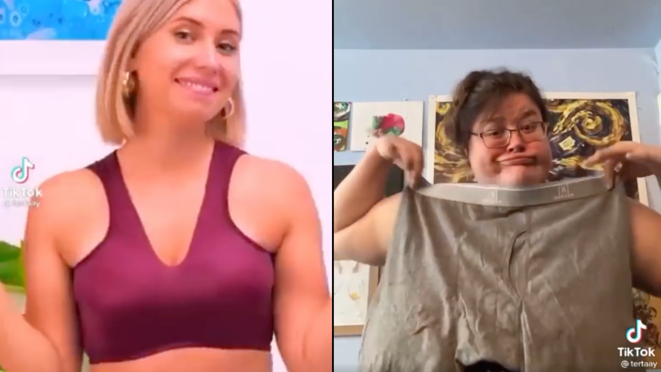Woman's Reaction to TikTok Hack That Turns Old Undies Into Bras Is