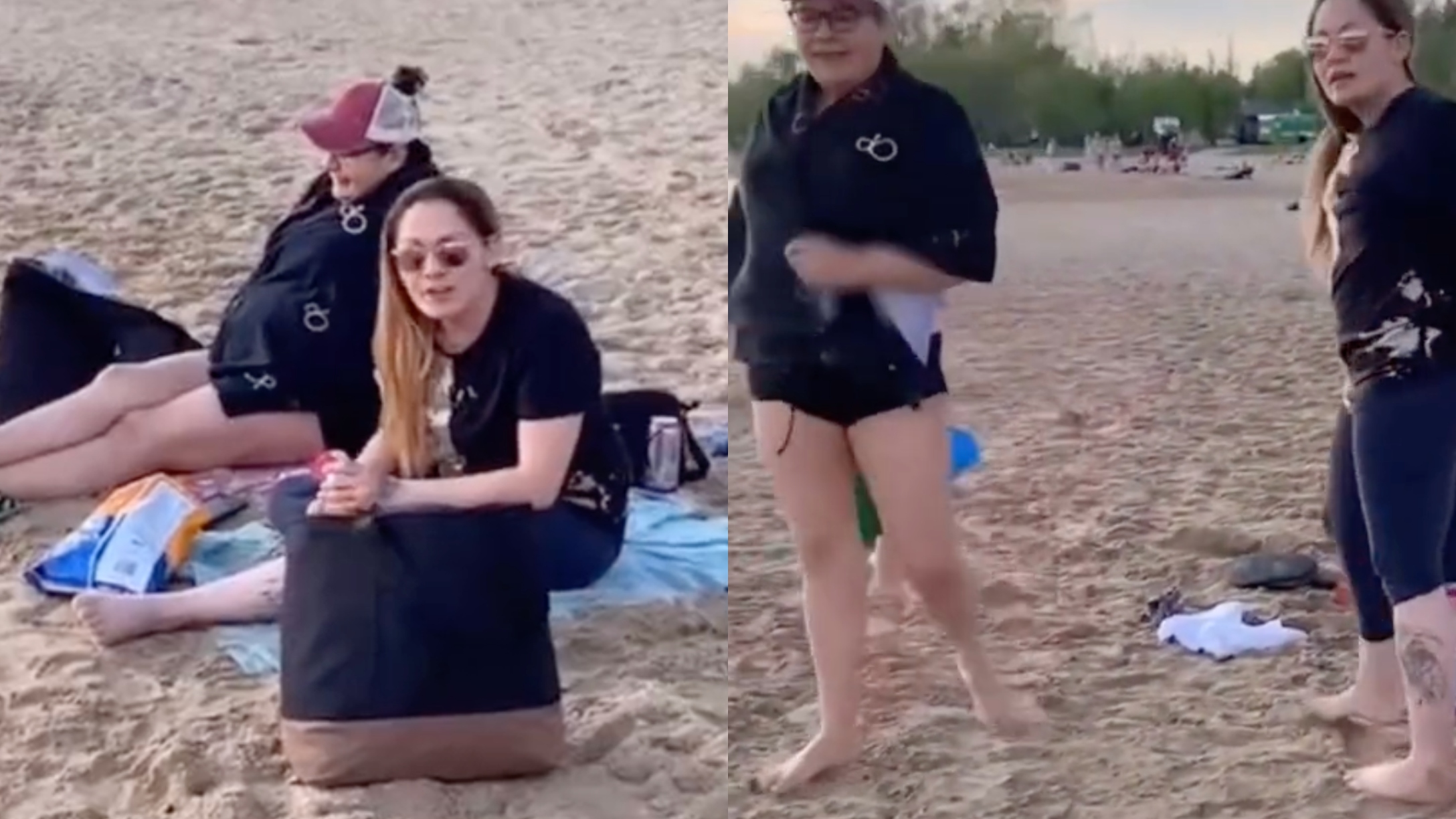 angry young teens wife bikini beach