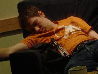 sleeping man with beer