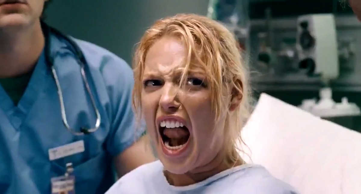 woman screaming in labor