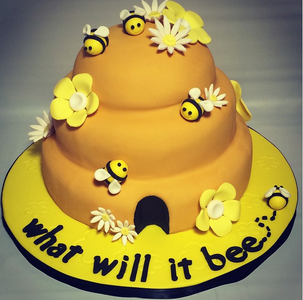 Bee Yellow Gender Reveal Edible Cake Image