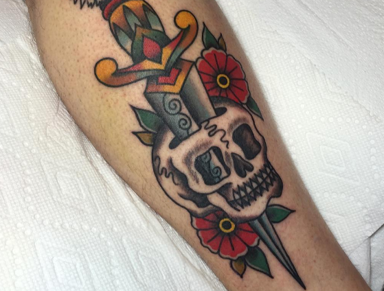 skull with dagger tattoo with colorTikTok Search