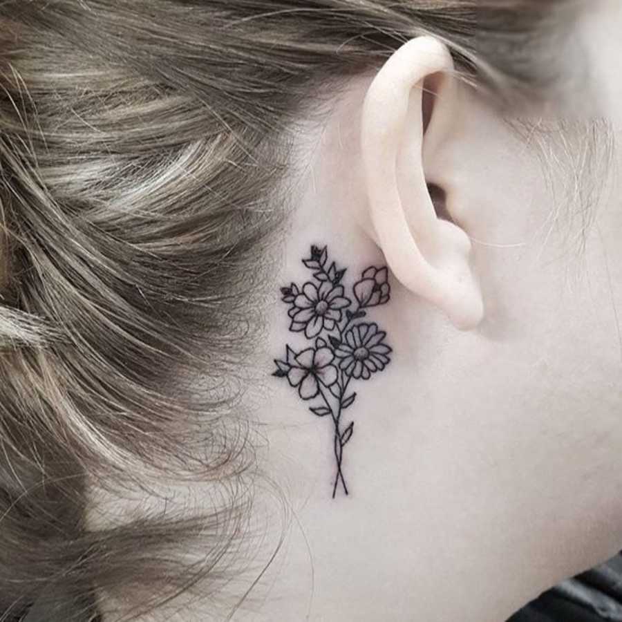 20 Beautiful Behind The Ear Tattoo