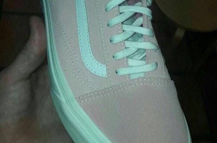 rose color sneakers