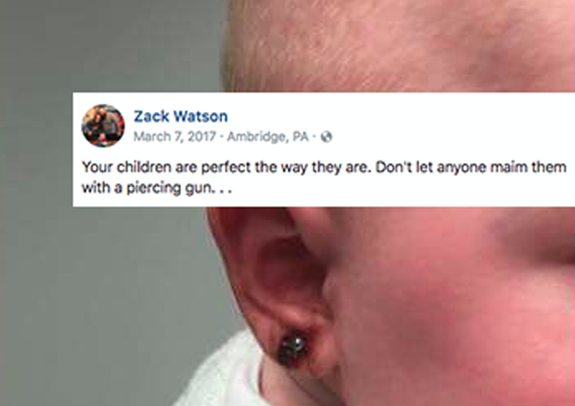 Baby's Pierced Ears/gunshot painless ear piercing/painless ear piercing/ear  piercing technique - YouTube
