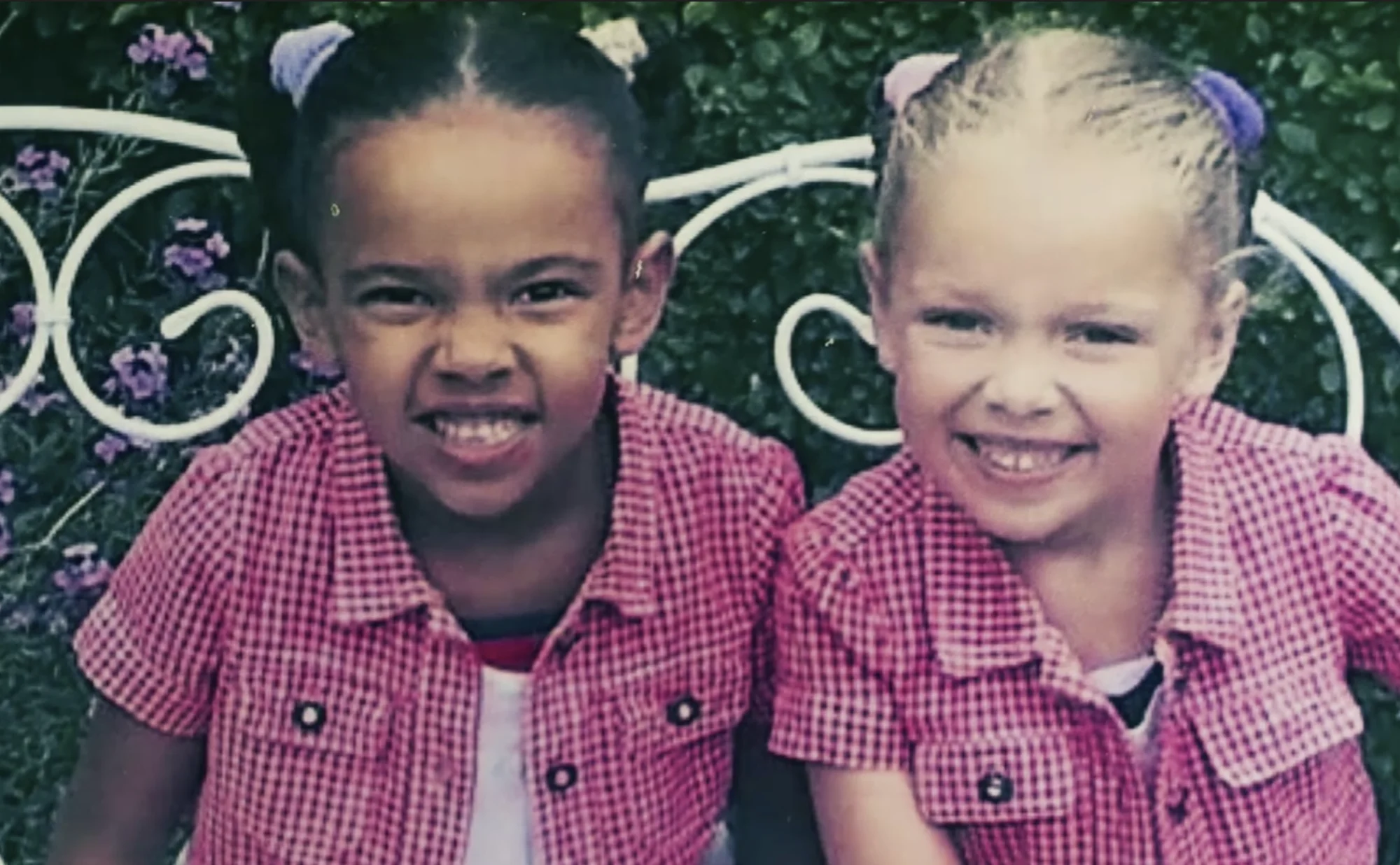 Black and white biracial twin sisters