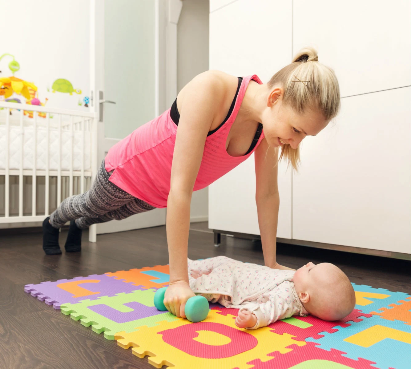 Workout mom with baby