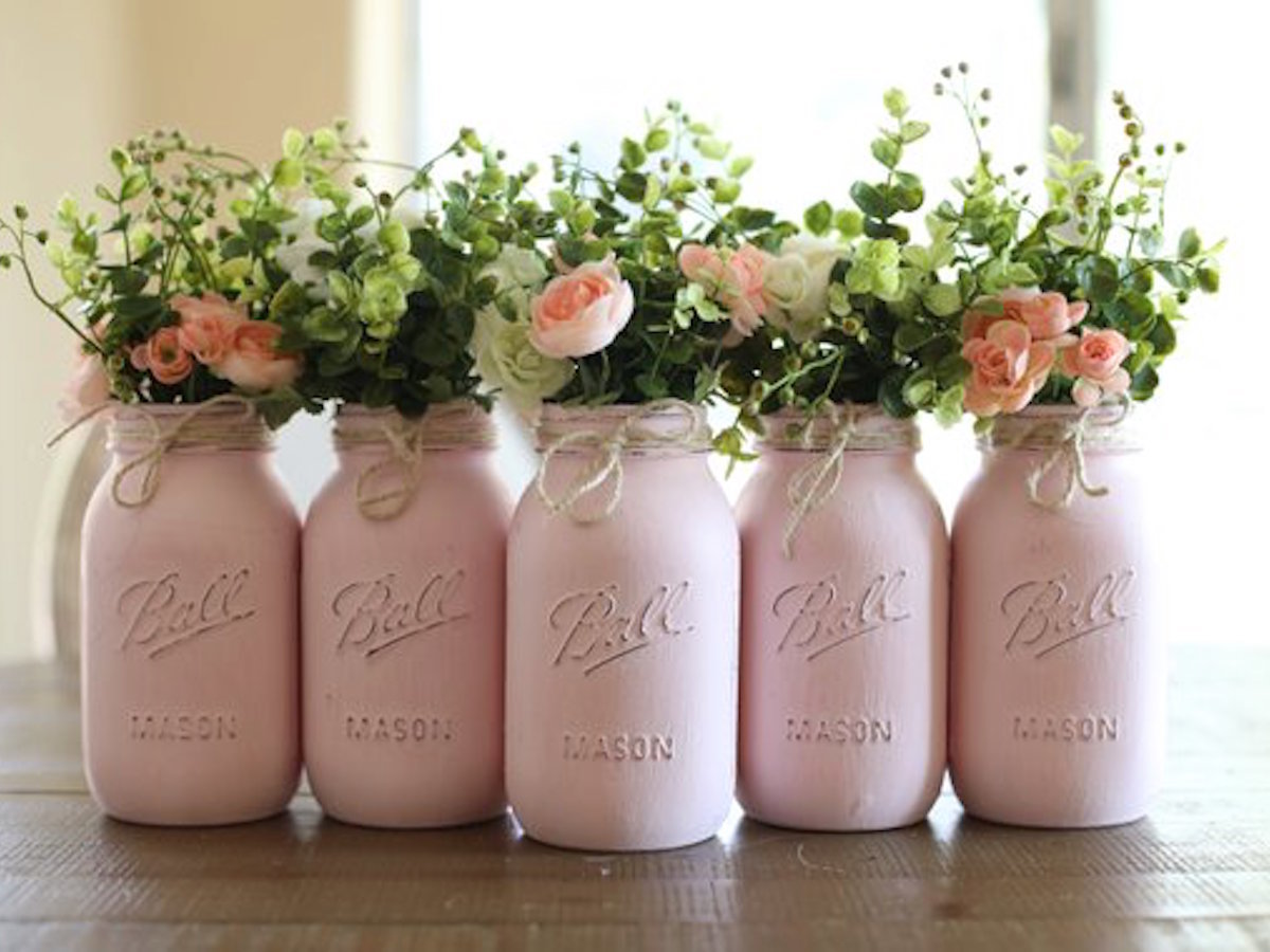 mason jar centerpieces for girl baby shower