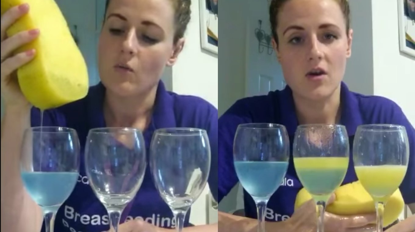 Woman Uses Wine Glasses to Show Stages of Breastfeeding