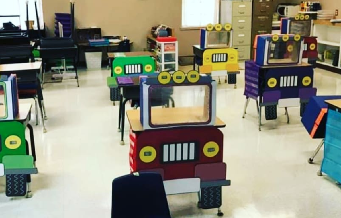 Teacher Creates Socially Distant 'Truck Desks' for Students