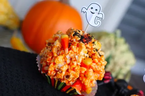 Halloween Marshmallow Popcorn Ball