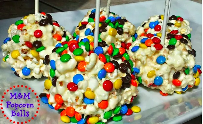 M&M Popcorn Balls