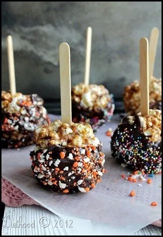 Chocolate Covered Caramel Popcorn Balls