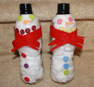 Snowman in a Water Bottle
