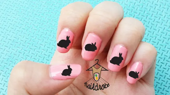 Black Bunny Nail Decals