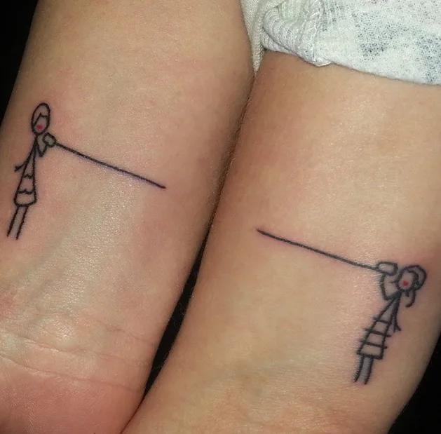 Mother & Daughter Stick Figures