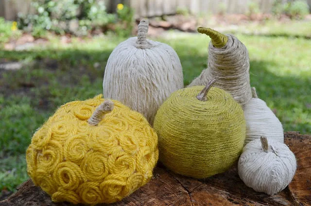 Yarn-Wrapped Pumpkins