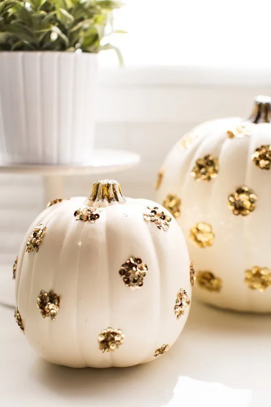 Sequin Polka-Dot Pumpkins