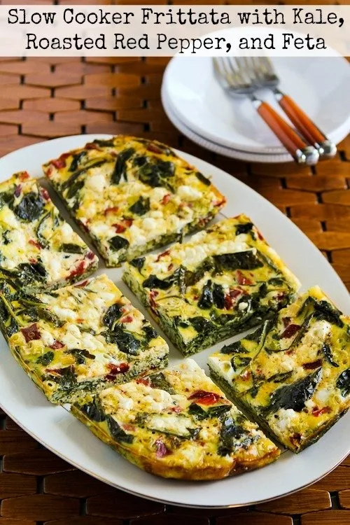 Slow Cooker Frittata With Kale, Roasted Red Peppers, and Feta