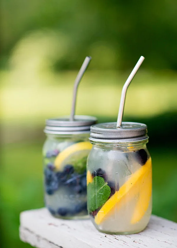 Mango Blackberry Mint Lemonade and Blueberry Basil Lemonade