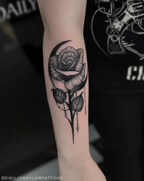 With rose.