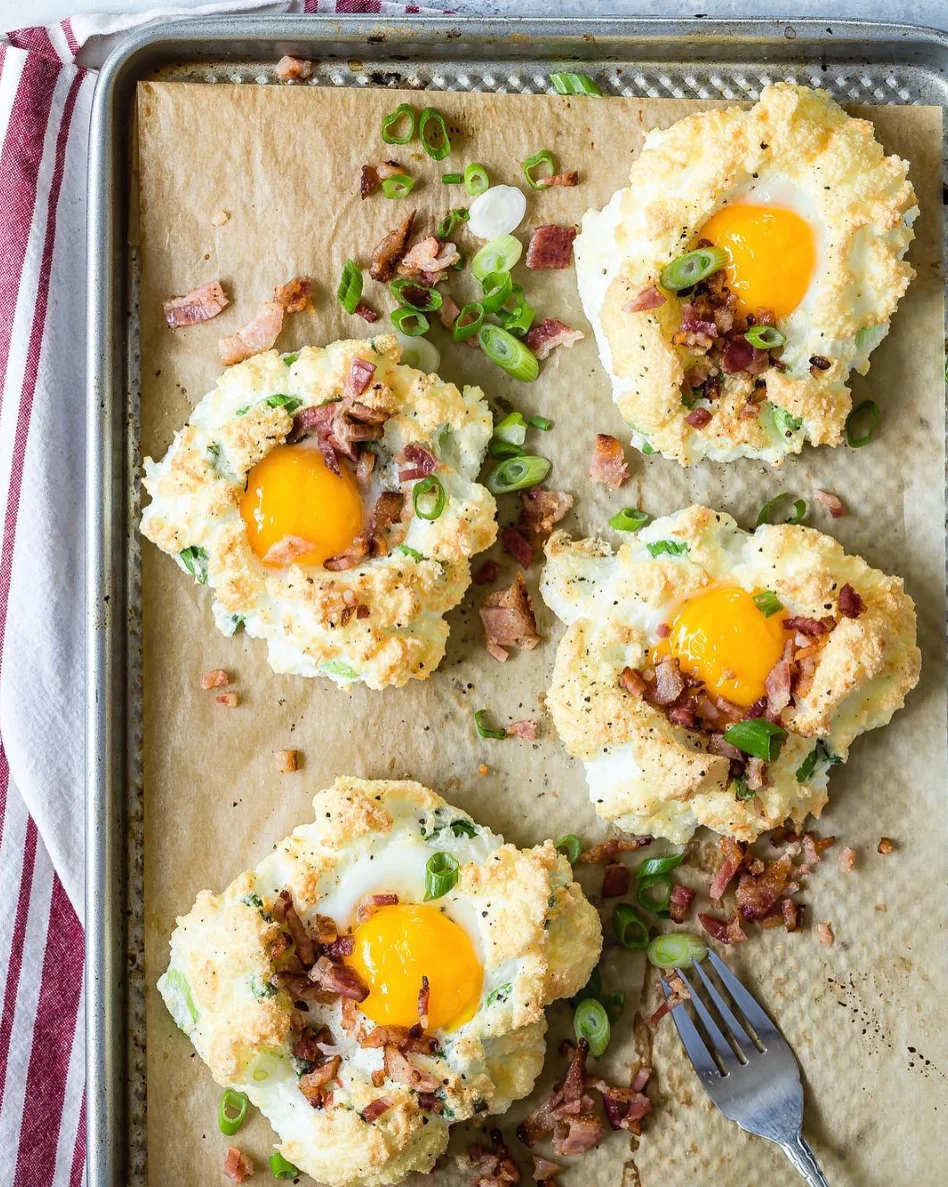 Cloud Eggs With Smoky Bacon and Gruyere Cheese