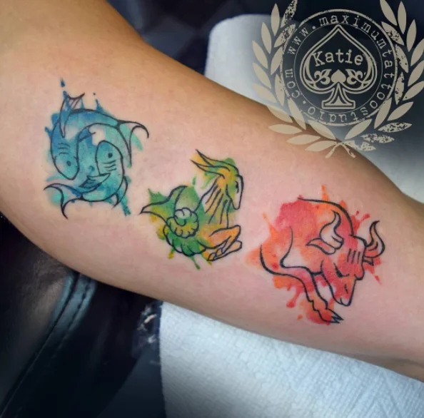 Watercolor Animals Zodiac Tattoo