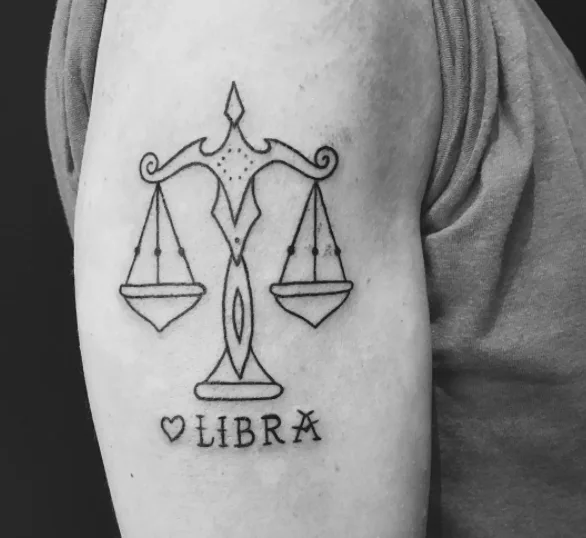 Labeled Line Drawing Zodiac Tattoo