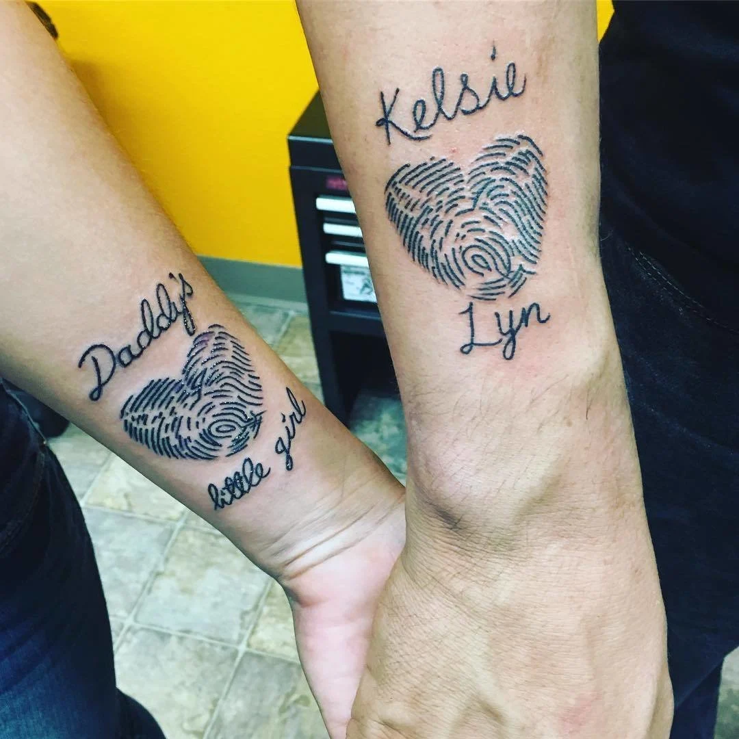 Fingerprint Father-Daughter Tattoos