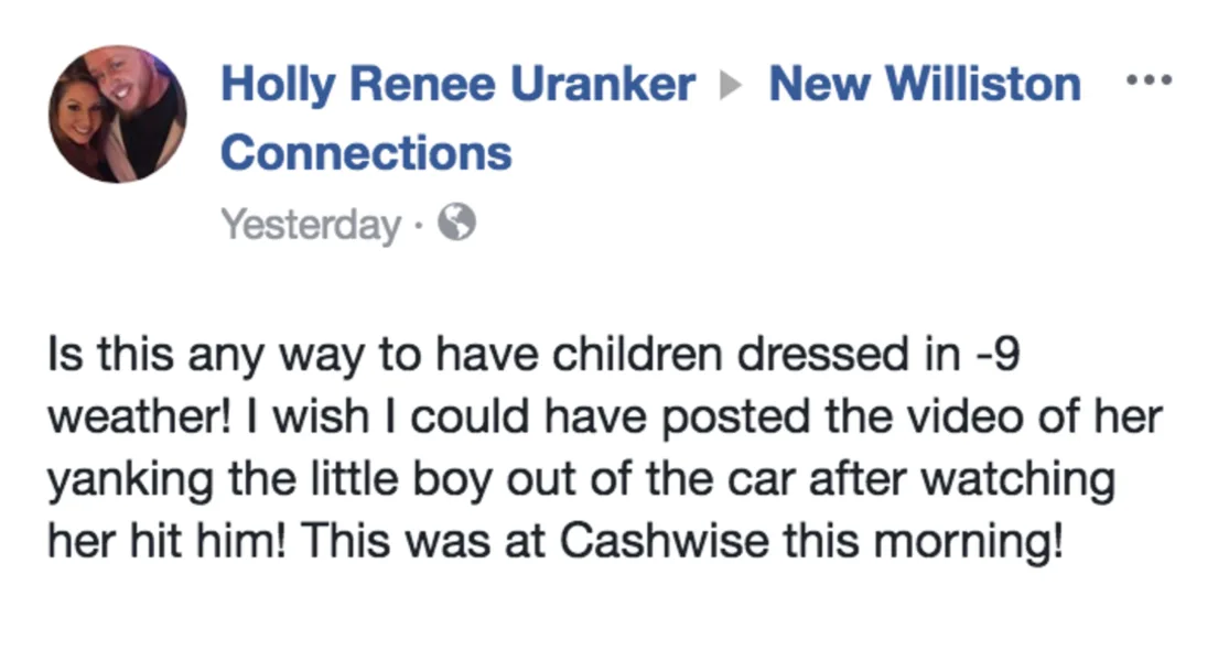 Holly Uranker, who originally shared the video, wrote that she witnessed the scene at a Cash Wise grocery store when the local temperature was -9 degrees.