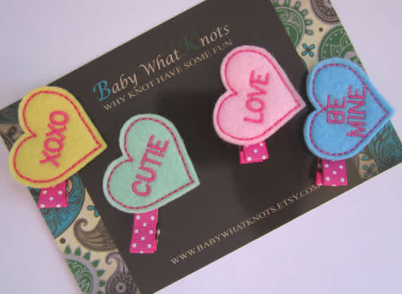 Conversation hearts hair clips Conversation hearts hair clips