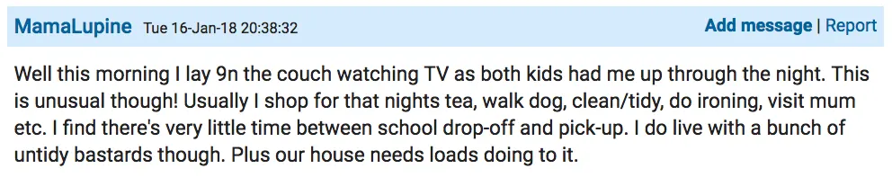 Some definitely try to catch up on the sleep the kids steal from them, if they're lucky enough to.