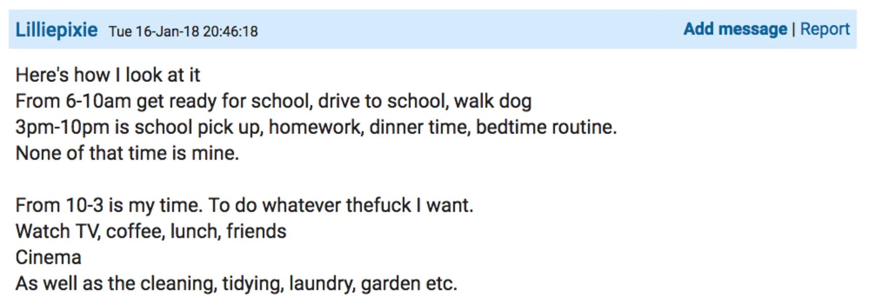 And others will enjoy some well-deserved "me time" in between doing everything else for everyone else.