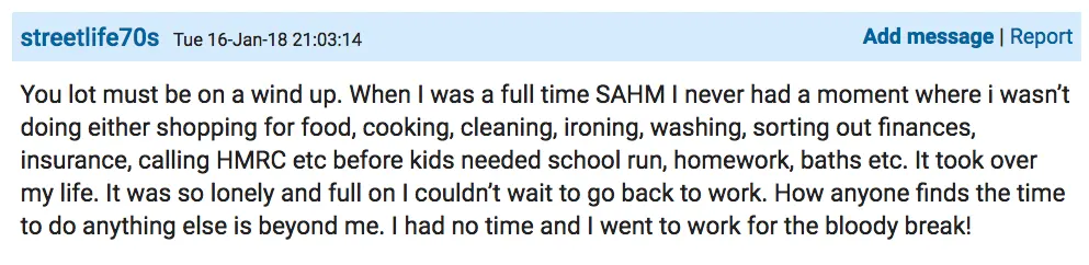 And it doesn't matter if kids are in school or still young, stay-at-home moms shouldn't have to justify how they spend their time.
