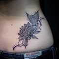 Floral Butterfly Hip Tattoo