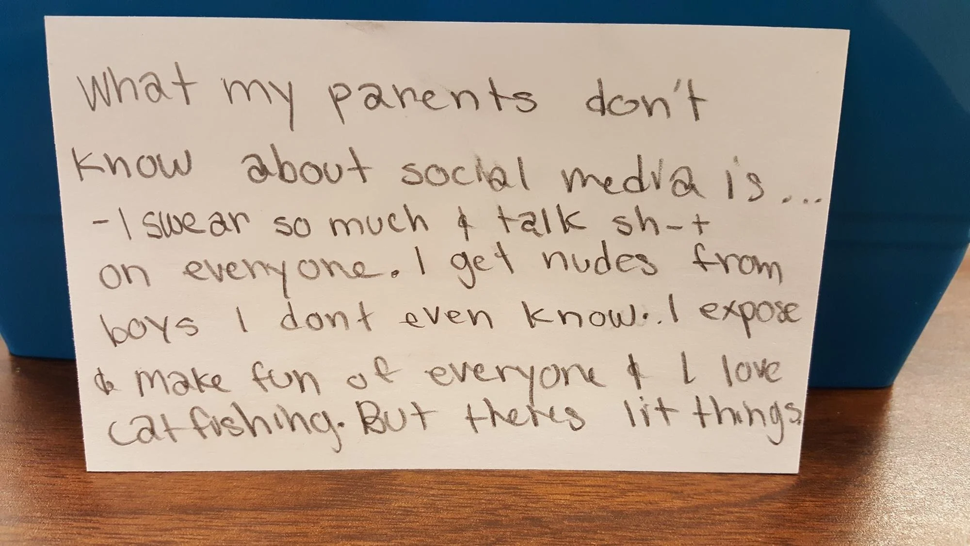 Some of the kids got exceptionally descriptive about the things they do online.