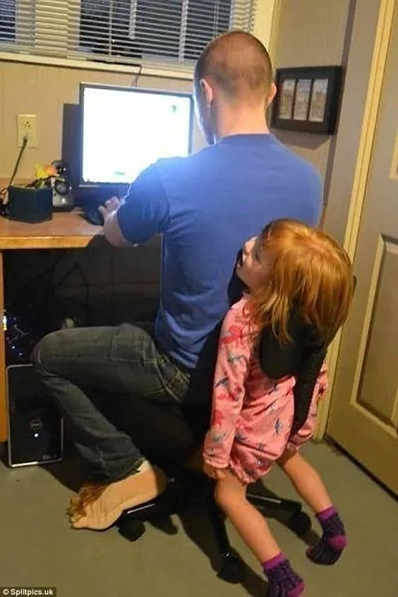 Office Chair Dad Fail