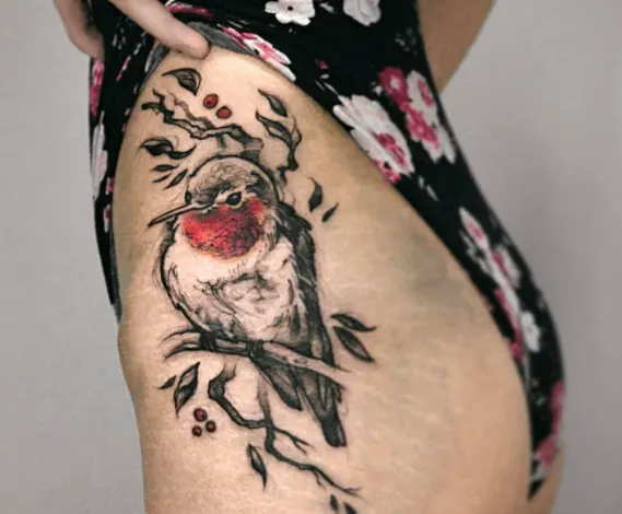 Hummingbird Hip Tattoo